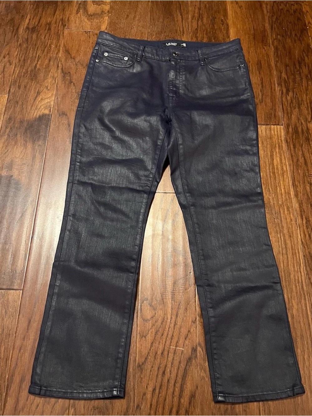 Lauren Ralph Lauren Coated Straight Ankle Jeans, Dark Blue Rinse, 14P, $175 NWOT